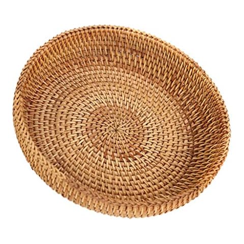 Hand-Woven Round Multi-Purpose Tray fit for Food Fruit Weaving Storage Holder Cover