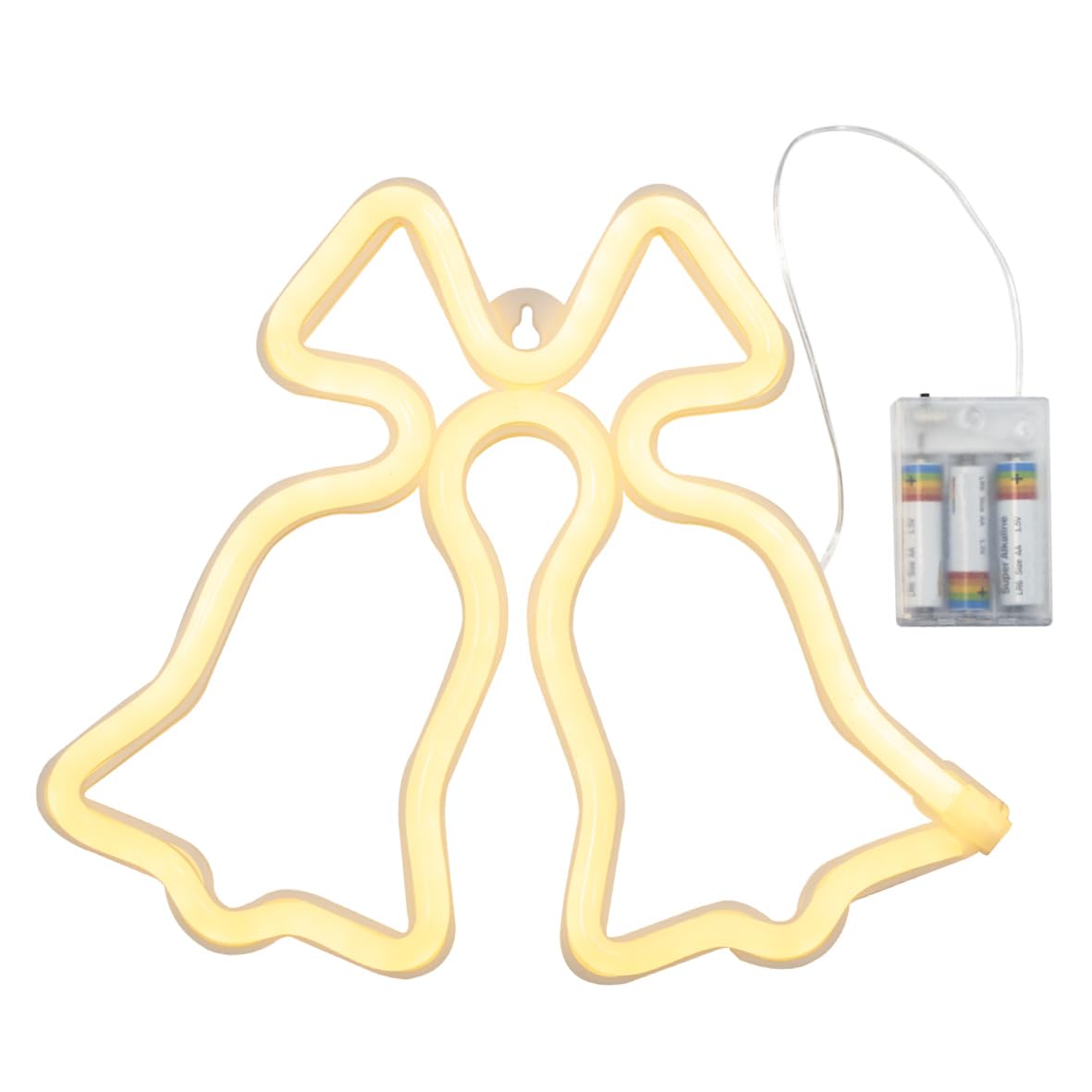 The Christmas Workshop White Led Neon Lights/Indoor Light Up Christmas Decoration/Easy Hanging Hook / 6 Hour Timer Function/Battery Powered (Christmas Bells), 73469