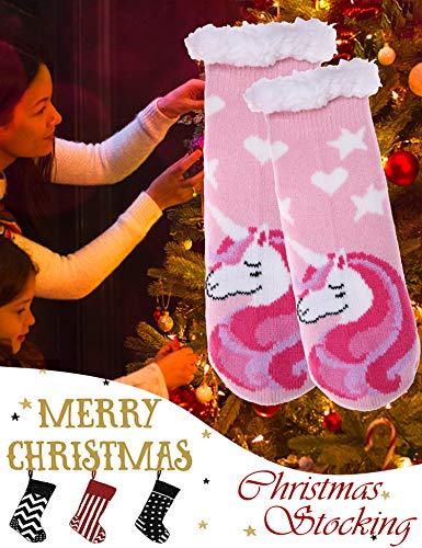 Image of MOGGEI Girls Slipper Fuzzy Socks Kids Boys Fluffy Fleece Lined Warm Plush Sherpa Winter Child Home Socks
