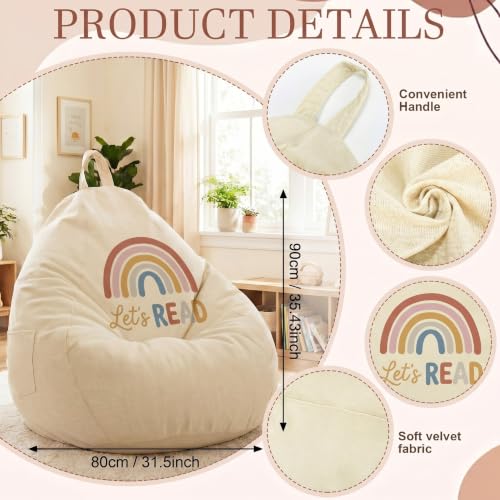 Tegeme Reading Calming Corner Supplies Back to School Storage Bean Bag Cover (No Filler) for Classroom Boho Therapist Must Haves Let's Read Calm Down Corner Supplies Classroom Decor 31.5 x 35.4 Inches - Image 3