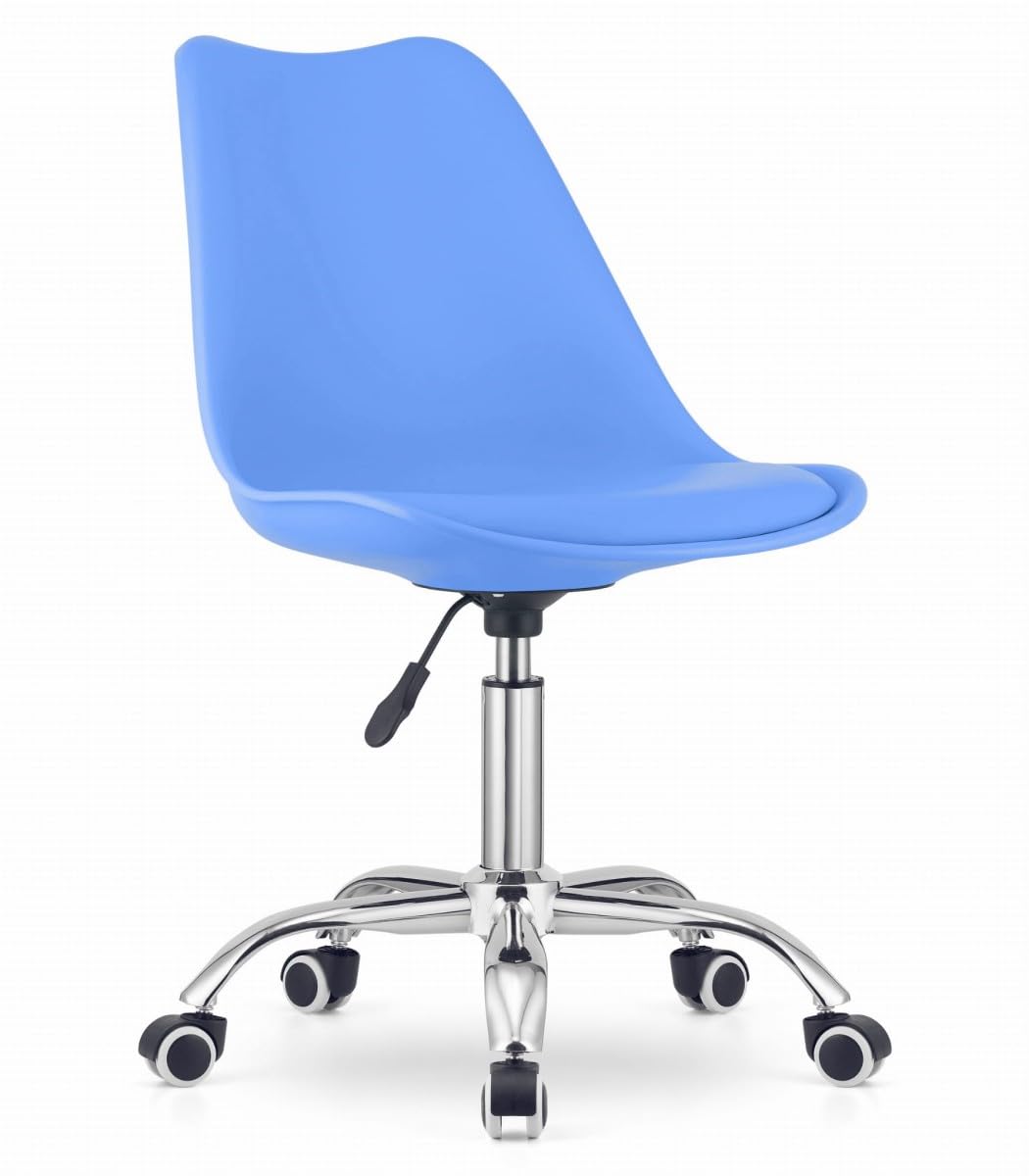 NMK HOME Silla Oficina con Ruedas 360 °- Cadeira Escritorio para Sala de Estudio - Fácil de Montar y Base Cromada