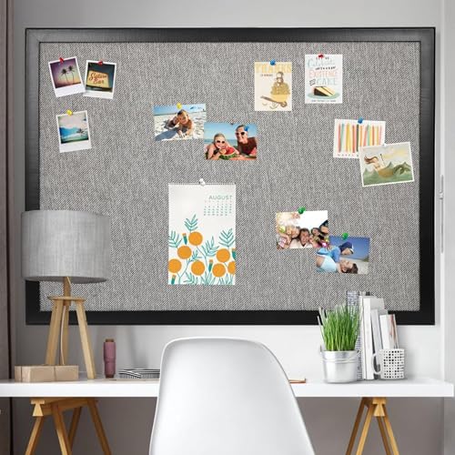 SHANTRA 36 x 24 Inch Bulletin Board with Grey Fabric, Wood Framed Canvas Cork Board, Corkboard for Walls with 10 Pins, Decorative Vision Board, Wall Mounted Notice Board for Home, Office, School by SHANTRA - Image 6