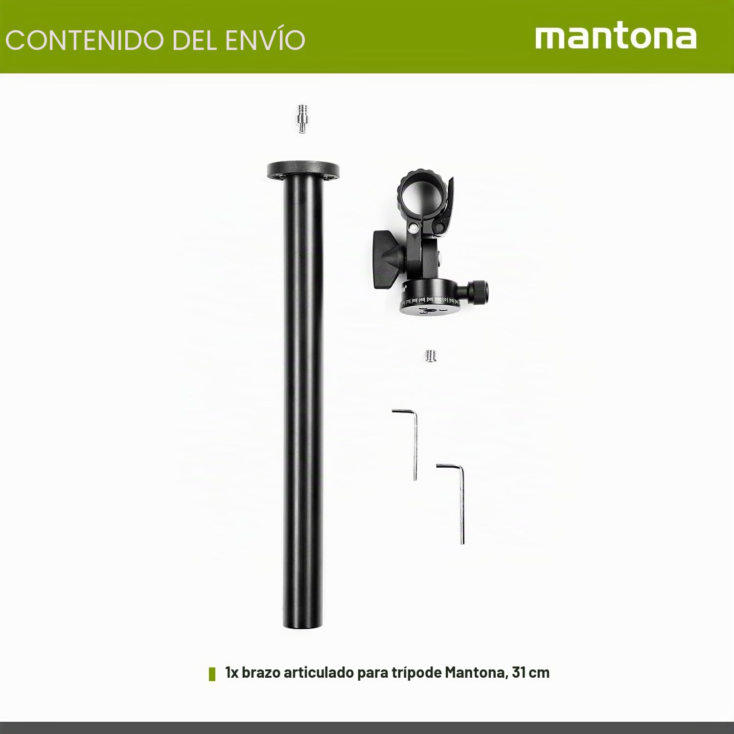 Mantona 19888 - Brazo de extensión para trípode (31 cm)