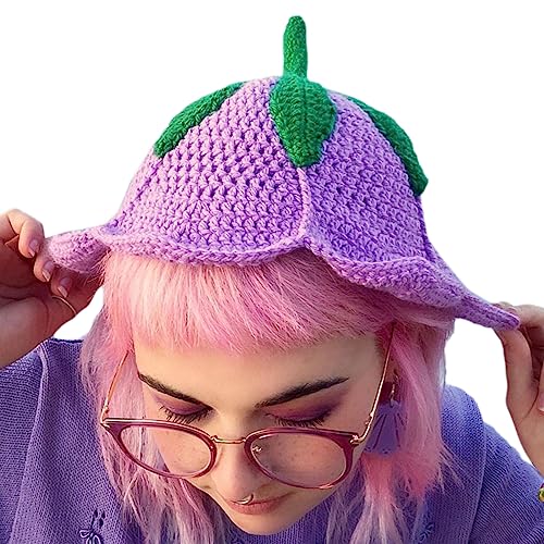 Bonnet tricoté pour femmes Y2K au crochet style fruit mignon