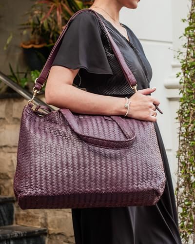Image of Jild Hobo Style Woven Bag for Women - Soft Handmade Genuine Leather Work Tote Bag - Cross Body Womens Purse