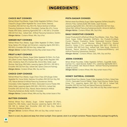 Image of Unibic Cookies,Assorted Cookies,67.5 G /75G (Pack Of 36)|Biscuits Combo Pack|Choco Chip |Butter |Fruit & Nut ||Honey Oatmeal I Cashew I Jeera I 810G / 900G Weight May Vary