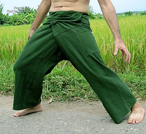 RaanPahMuang Brand Plain Thick Muang Cotton Fisherman Wrap Tall Pants3