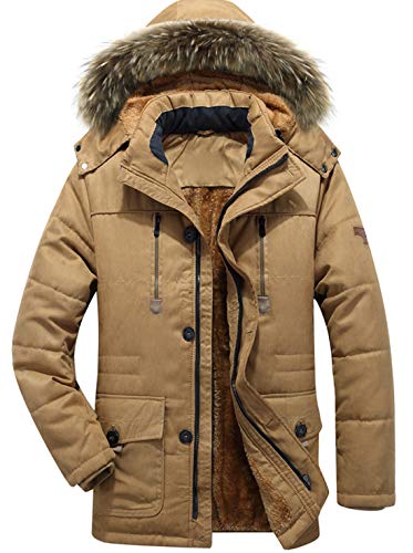 Image of chouyatou Men's Winter Removable Hooded Frost-Fighter Sherpa Lined Midi Packable Parka Jackets