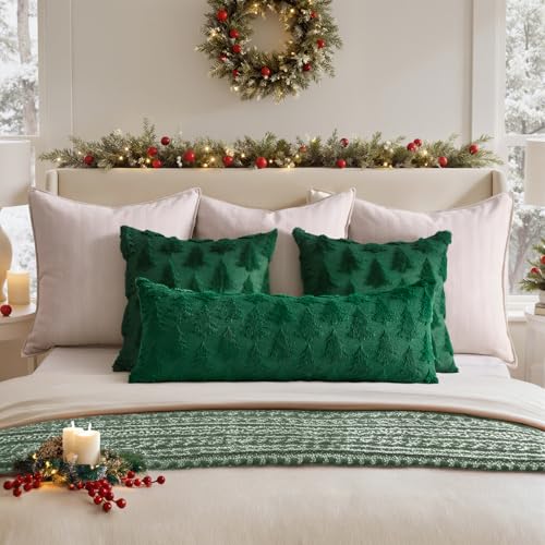 Image of MIULEE Christmas Throw Pillow Cover Dark Green 14x36 Lumbar Body