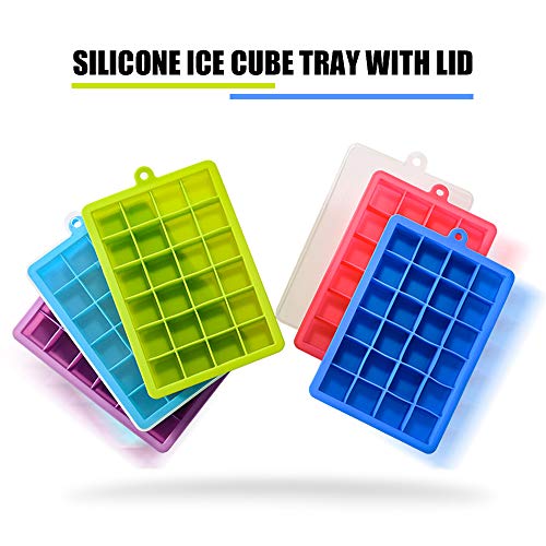 KKmoon Bandeja para cubos de gelo de silicone com tampa quadrada Cubos de gelo Forma de cozimento Li