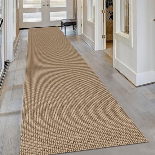 KOZYFLY Extra Long Runners for Hallways 3x16 ft Washable Kitchen Runner Non Slip Rubber Backed Hallway Rug Cotton Entryway Runner Rug Floor Carpet for Indoor Hall, Kitchen, Stair, Tan/Orange/Brown