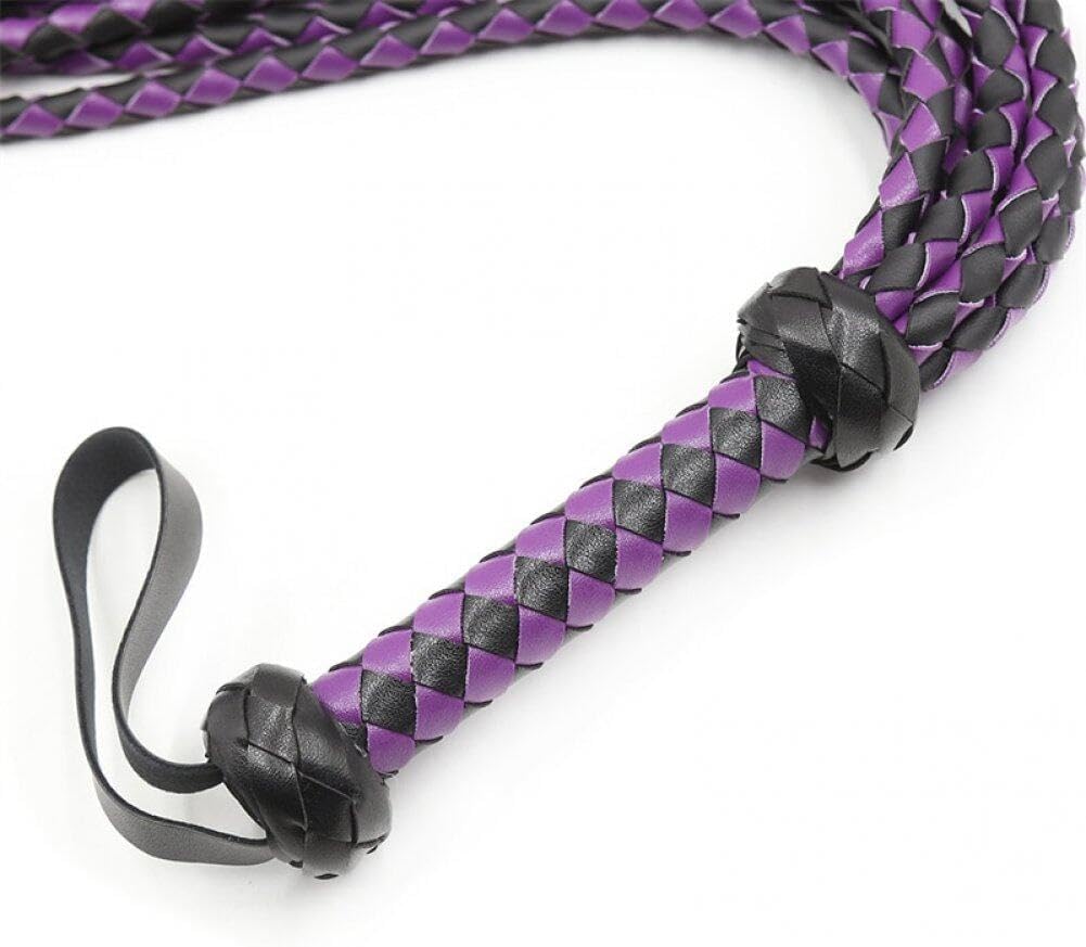 Frusta con pompon viola, frusta da allenamento viola sexy, frusta per prestazioni equestre