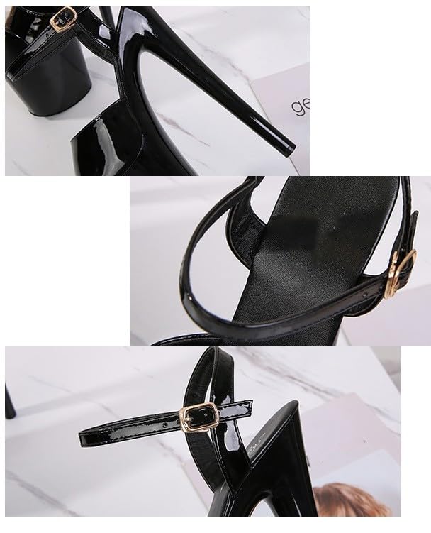 Sandali sexy da donna, con tacco alto, 20 cm, a spillo con plateau da 10 cm, con punta aperta, eleganti scarpe per feste e palcoscenico