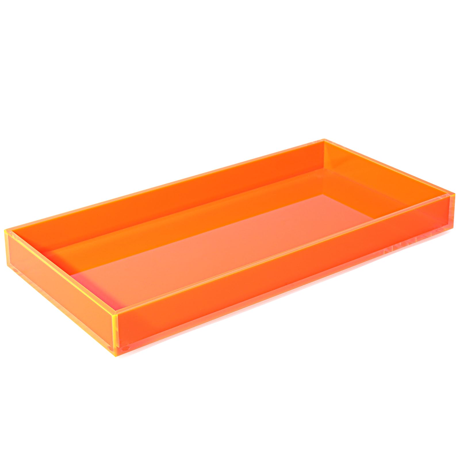 Acrylic Vanity Tray Decorative Bathroom Tray Perfume Jewelry Makeup Tray for Dresser Tops Small Desk Organizer Candle Sink Tray for Counter, Neon Orange