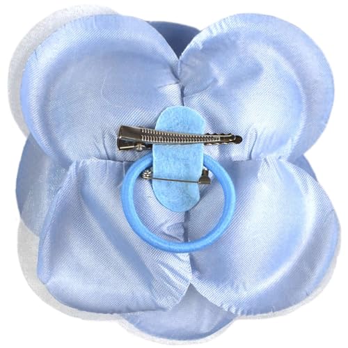 Image of Women's Multifunction Rose Flower Sheer Petal Brooch Pin Hair Tie Clip