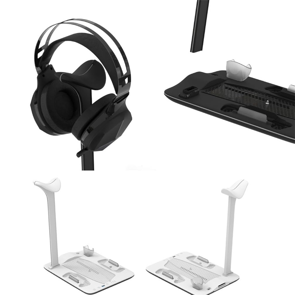 Per PS5 Slim Host Supporto Multifunzionale Della Base di Dissipazione del Calore per la Ricarica del Controller di Gioco PS5slim e lo Scaffale di Stoccaggio del Disco (BIANCO)