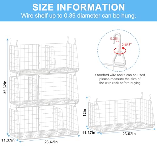 Image of 23.62 inch Extra-Long Under-Shelf Hanging Laundry Basket Organizer, 3-Pack Space-Saving Laundry Organizer, Fits Wire Shelving (Rod Diameter < 0.38 inch), Modular with Dividers for Custom Laundry Organization