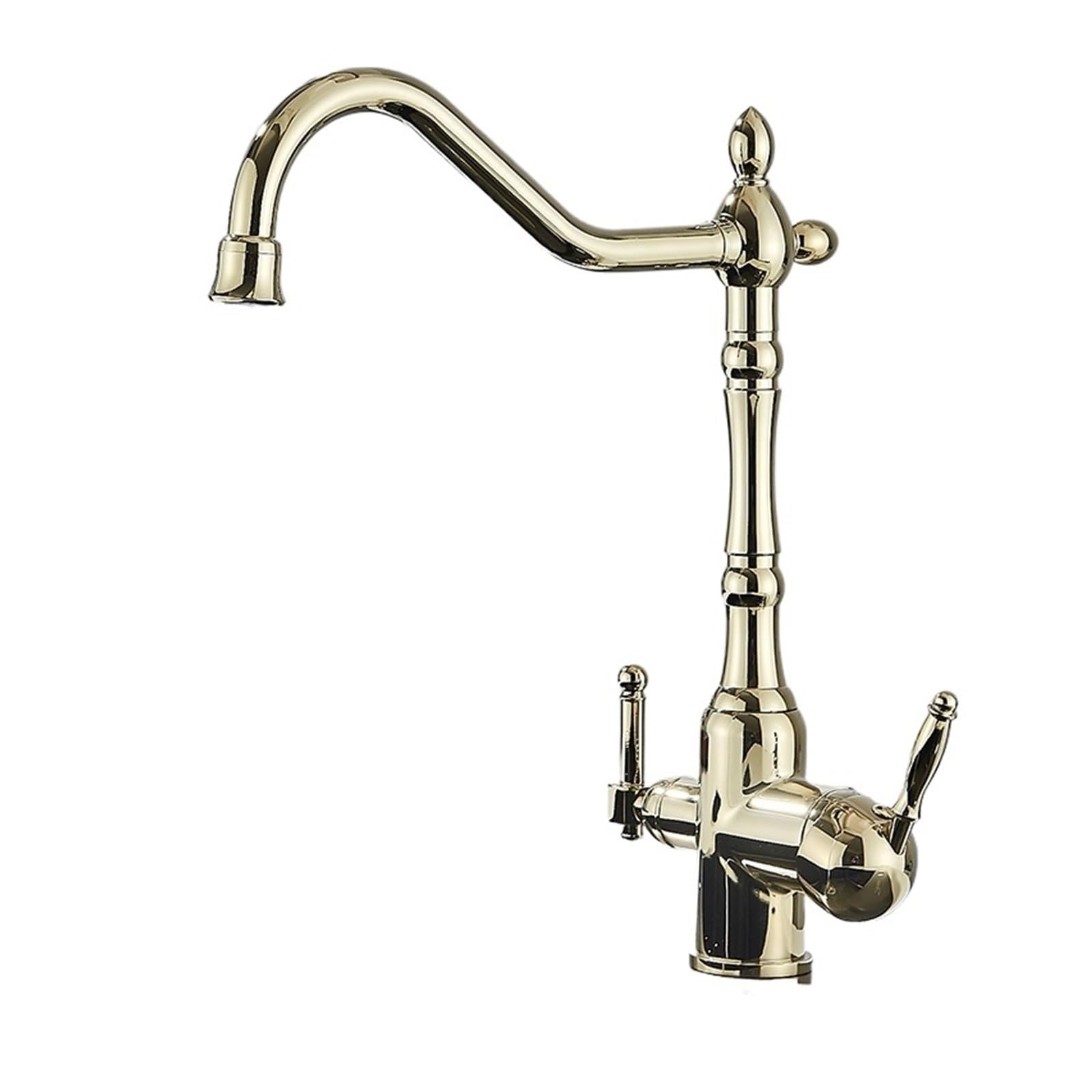 CZYWKDDPP Kitchen Tap, Purify Faucets Gold Mixer Cold and Hot 360 Rotation with Water Purification Features Crane Tap(Gold B)