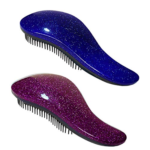 HYATUUTO Detangler Hair Brush Detangling Hairbrush for Kids & Adult - 2 Pack Tangle Free Brush for Curly Natural Straight Hair Purpleblue