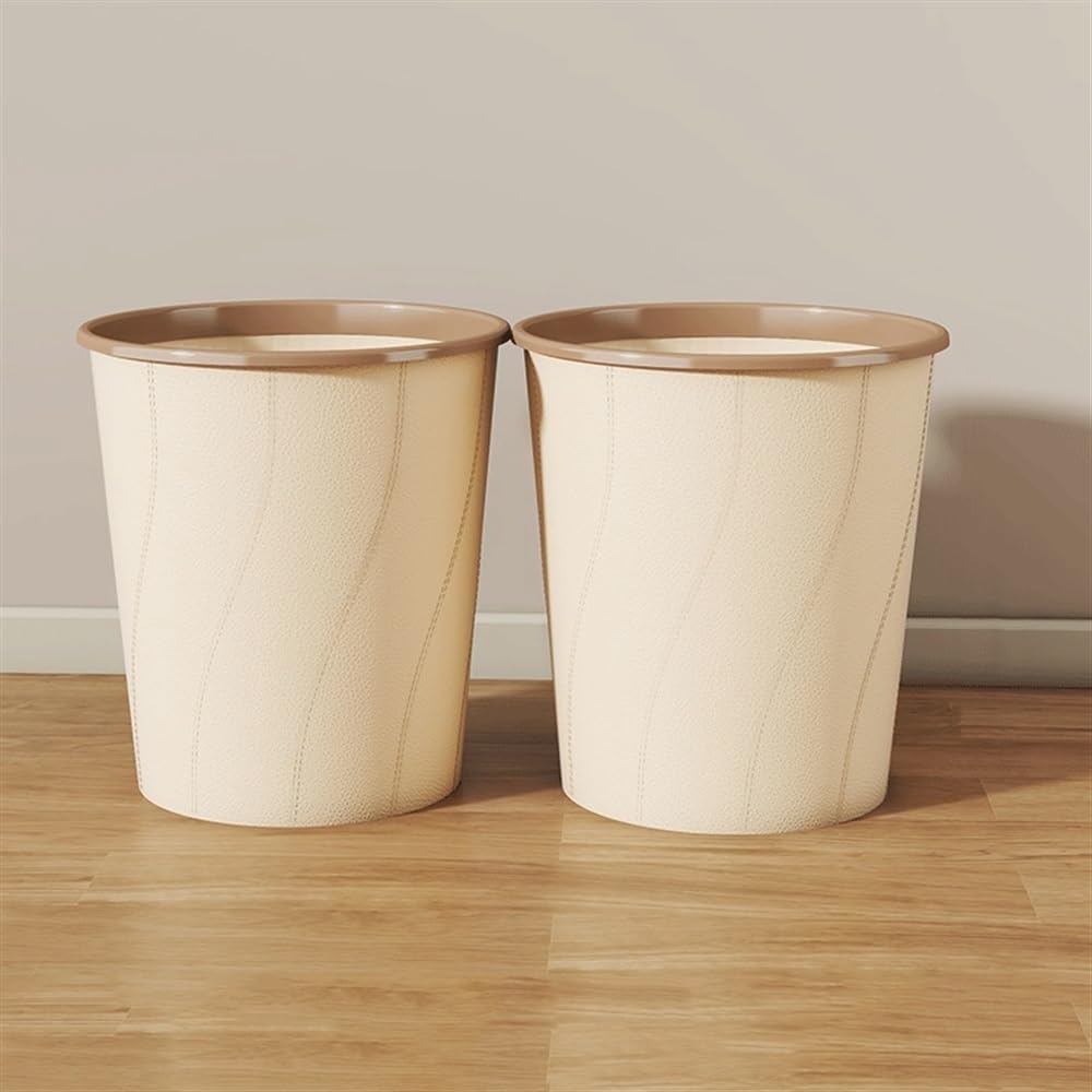 H8Q4D7N5G9 Dustbin Wastebasket, Round Lidless Straight-throw Design Large Plastic for Home Kitchens and Coffee Shops Pack of 2