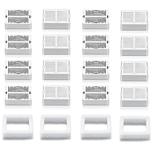 Image of Cepheus 16 Pack Cat Water Fountain Filter with 4 Foam, Cupcake Pet Fountain Replacement Filters for Ceramic Cat Water Fountain, Carbon Fountain Filter Set