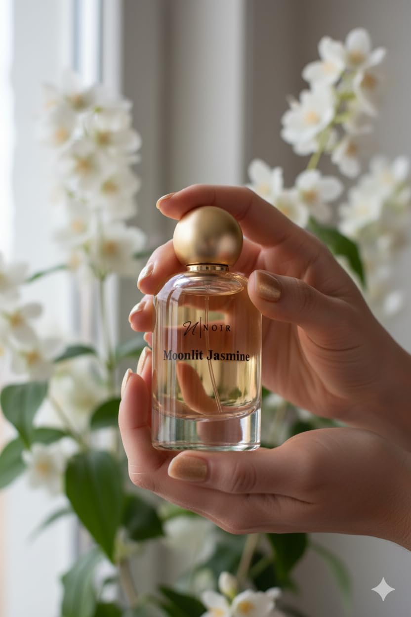 NOIR Moonlit Jasmine Eau de Parfum for Women – Warm, Sweet Floral Fragrance of Jasmine, Peach & Amber with Creamy Caramel & Sandalwood | Long Lasting Luxury Scent – 100ml / 3.4 Fl Oz - Image 4