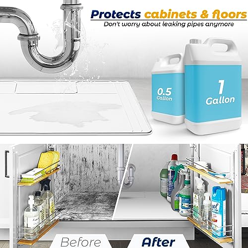 Image of Original Under Sink Mat - Adjustable Silicone, Waterproof Vanity Mat - 28 inch x 19 inch or Smaller
