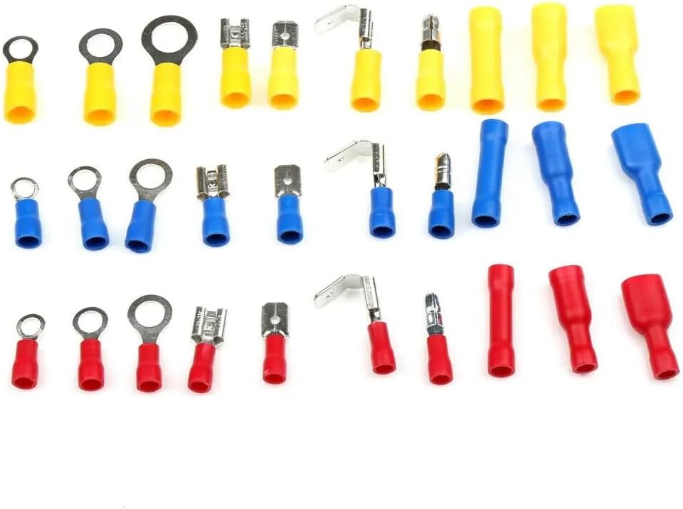 500pcs Boxed Copper Cold-pressed insulated terminal Cable Wire Connector Electrical Crimp Terminal Spade Butt Ring Fork Sets VUQLDHAYZ