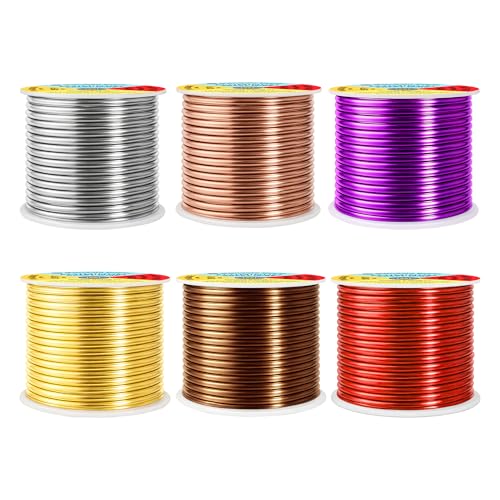 Image of Mandala Crafts 10 GA Purple Brown Red Assorted Anodized Aluminum Craft Wire | 120 FT, Colored, Flexible, Bendable for Bonsai Armature Sculpting Wire Wrapping Jewelry Making, Weather & Tarnish Resistant