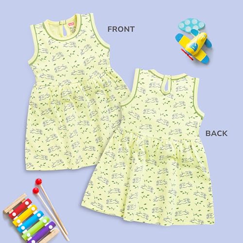 Image of LuvLap Baby Girl 100% Cotton Sleevless Girls Frock Pack of 3