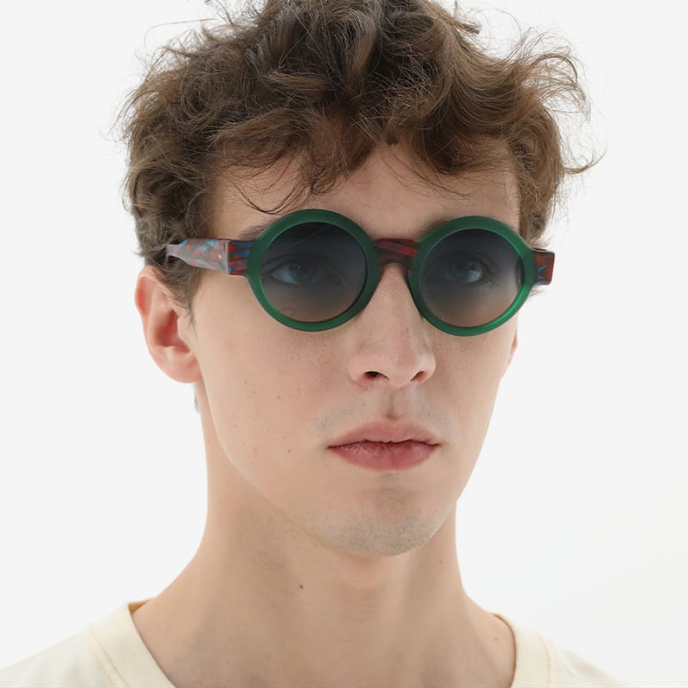 Trendige polarisierte Sonnenbrille aus mattem Acetat, UV400, für Herren, Retro, großer Kreis, rund, mit weitem Bein, für Damen, Schattierungen, Mattrot, Grau, Einheitsgröße