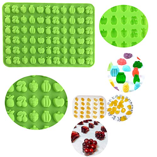 LEBERY Fruit Candy Mold, 66 Cavities Silicone Fruit Gummy Mold, Mini Chocolate Mold Gummy Pan Pineapple Grape Apple Banana Cherry Shape, Fruit Snack Mold Gelatin Tray for Fudge Jelly Praline Caramel - Thumbnail 6