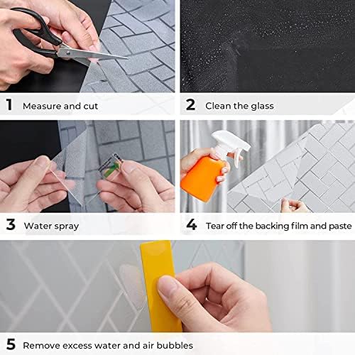 Image of WISDOM Window Film Frosted Glass Film Ass Film No Glue Anti-UV Window Sticker Non Adhesive for Privacy Office Meeting Room Bathroom Living Room (Rectangle Frosted, 24 x 240)