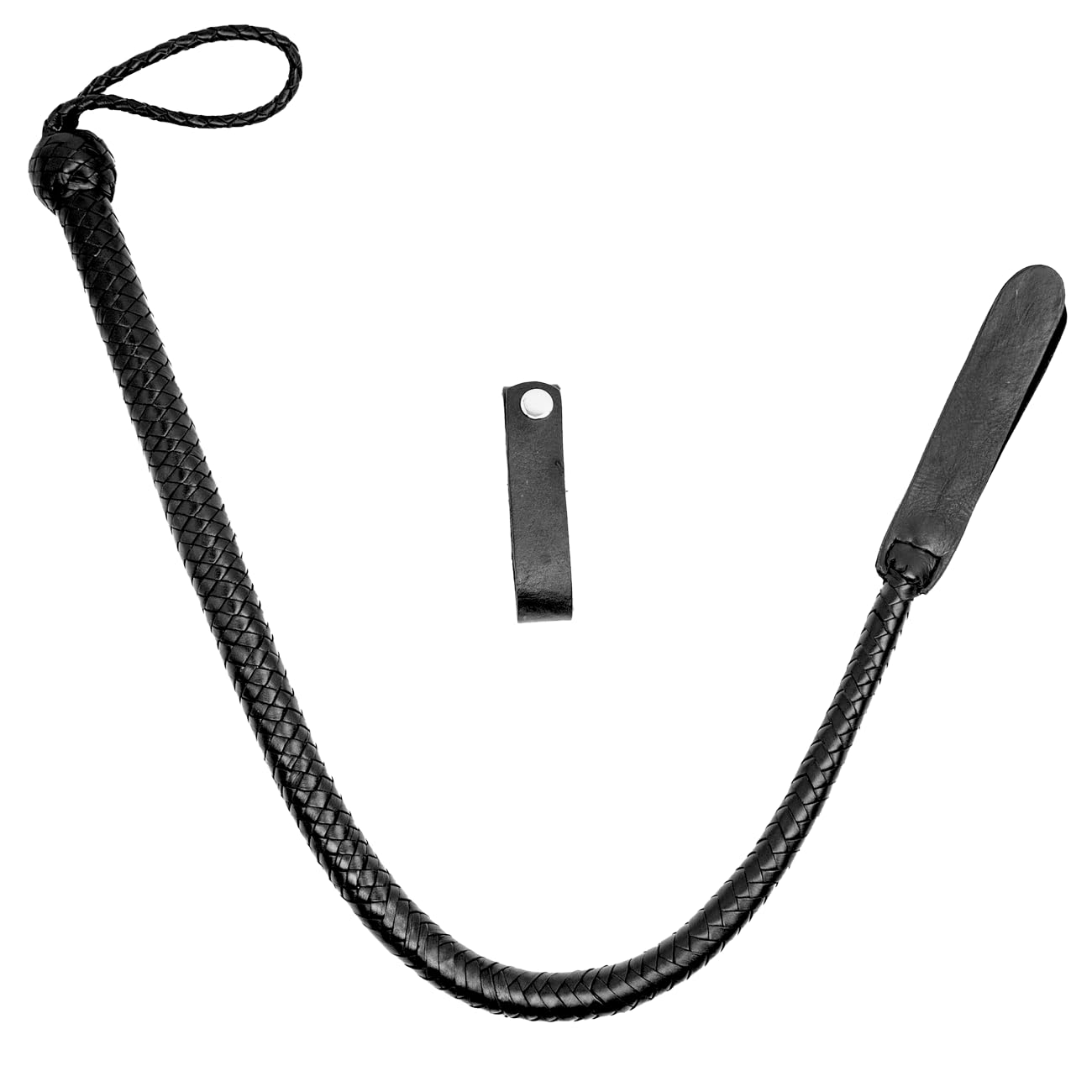 Látigo de Dos Colas Negro, 16 hebras de Trenzas de Cuero Trenzado, 3 pies/0,90 Metros, Cultivo para Montar a Caballo, Agarre Firme Antideslizante Ecuestre