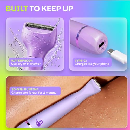 Image of Bombae 8-in-1 Smooth Full Body Trimmer for Women | Hair Removal Machine for Face, Bikini, Arms & Legs | Facial Hair Remover, Eyebrow & Bikini Trimmer | Waterproof, Type-C Rechargeable Women Trimmer with a Sling