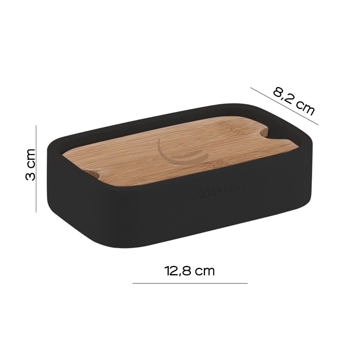 Kiamami Valentina Set de Accesorios de baño 5 pzas. Resina Negra de Alyssum y bambú