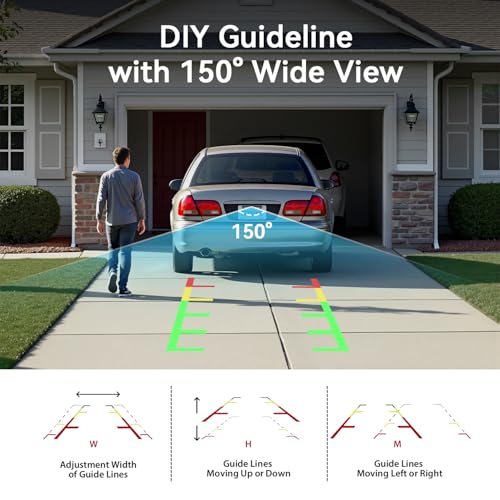 Image of FEISIKE Backup Camera, 1080P IR Night Vision with Monitor, Easy Setup Plug-Play Rear View Camera, 150 Degrees Wide Angle, IP68 Waterproof, 4.3 inch Display for Car Truck SUV