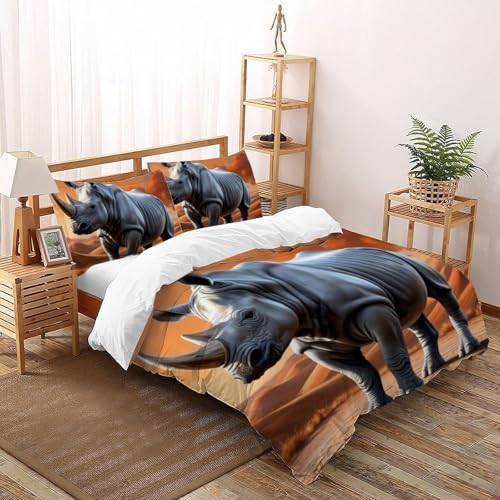 Housse de couette microfibre imprimé 3D animaux de la savane grand lit - 2