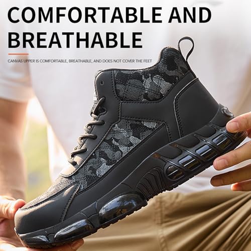 Image of Nutropa Steel Toe Shoes for Men & Women, Super Lightweight Work and Safety Shoes Indestructible Construction Work Sneakers,Black 11.5 Women /10 Men