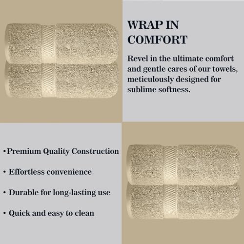 Image of Sulfar 100% Combed Cotton, Quick Drying Highly Absorbent, Luxury Hand Towel Set (Pack of 2, 40 X 70 cm) Beige