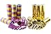 Produktbild kiddyparty Luftschlangen, 10er Pack Premium Qualität Papierschlangen, 5 Stück Gold/weiß metallic, 5 Bunte & schwer entflammbar. Für Deko, Geburtstag, Parties, Karneval, Hochzeit und Silvester