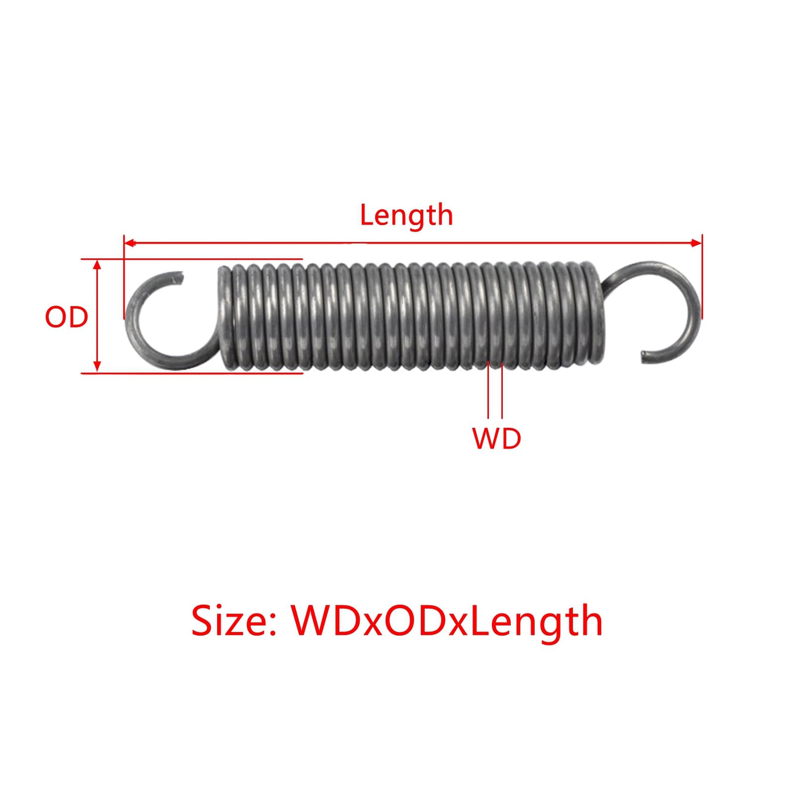 2 pz molle di trazione ganci, diametro filo 3mm, DE 35mm, lunghezza 280mm