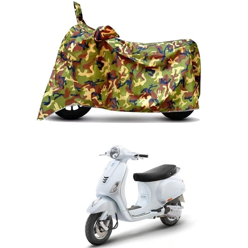 Image of Waterproof 100% PVC Coated Full Bike Scooty Two Wheeler Body Cover Compatible for Vespa ZX 125 BS6 /UV-Rays /Heat Protection /Birds Dropping /Scratchproof /Dust Proof [6X6 Jungle Print]