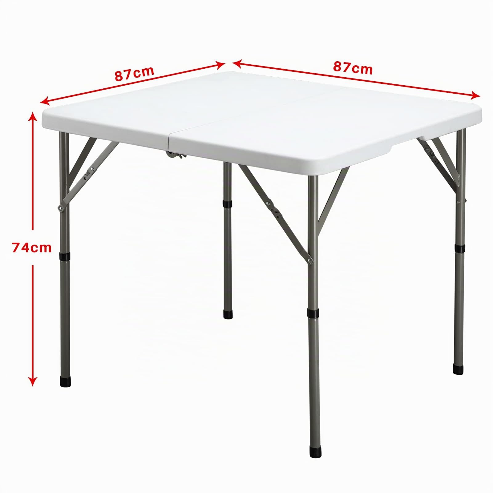 HollyHOME Tavolo Pieghevole Quadrato 87cm Piccolo Tavolo Portatile per Giardino Cucina Picnic Campeggio Tavolino Pieghevole per Feste Balcone Terrazza, Bianco