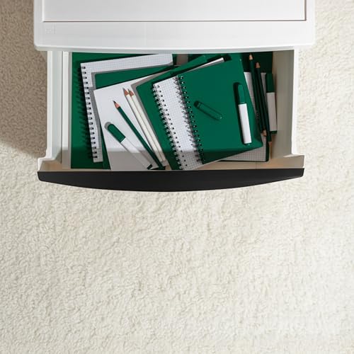 IRIS USA Plastic Drawer Storage Organizer, 4-Drawers, for Classroom Art Supplies Bathroom Dorm Bedroom Laundry Room, Wide, White Frame with Matte Black Front Panels by IRIS USA - Image 5