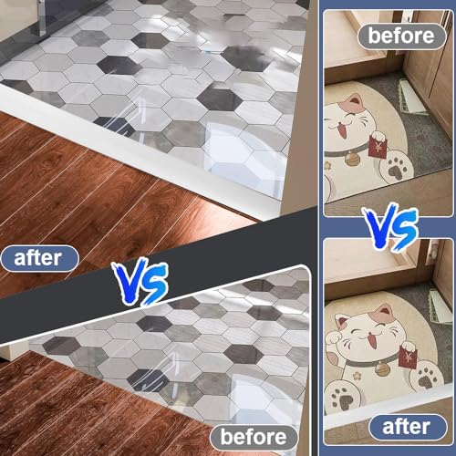 DIKEBAO Übergangsschiene Selbstklebend Übergangsleiste Laminat Abschlussleiste Vinyl Abschlussprofil PVC Übergangsprofil 2m Teppichschienen Vinylboden Abschlussleiste für Teppich Boden (Weiß 35mm)