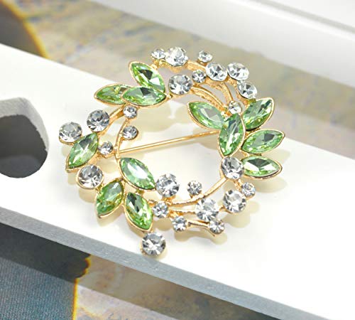 Image of Gyn&Joy Clear Crystal Rhinestone Floral Wreath Pin Brooch BZ005