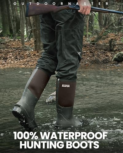Image of OutdoorMaster Hunting Boots for Men, Waterproof Rubber Neoprene Boots, Anti-slipped Insulated Outdoor Boots