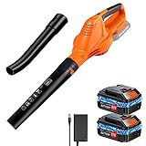 【2025年強化版】DFIBER ブロワー 充電式ブロワー コードレス 充電式エンジンブロワー 21V 2000mAh大容量バッテリー2個搭載 超大風量 車両洗車 回転速度16500RPM 手持ち式 小型 2段階風量 軽量 超大風量 落ち葉 掃除 除雪 枯れ葉 取扱説明書 オレンジ