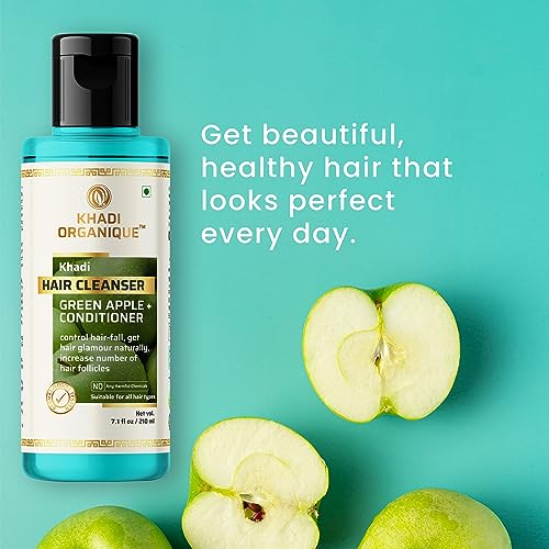 Image of Khadi Organique Natural Green Apple Hair Cleanser and Conditioner, 210ML